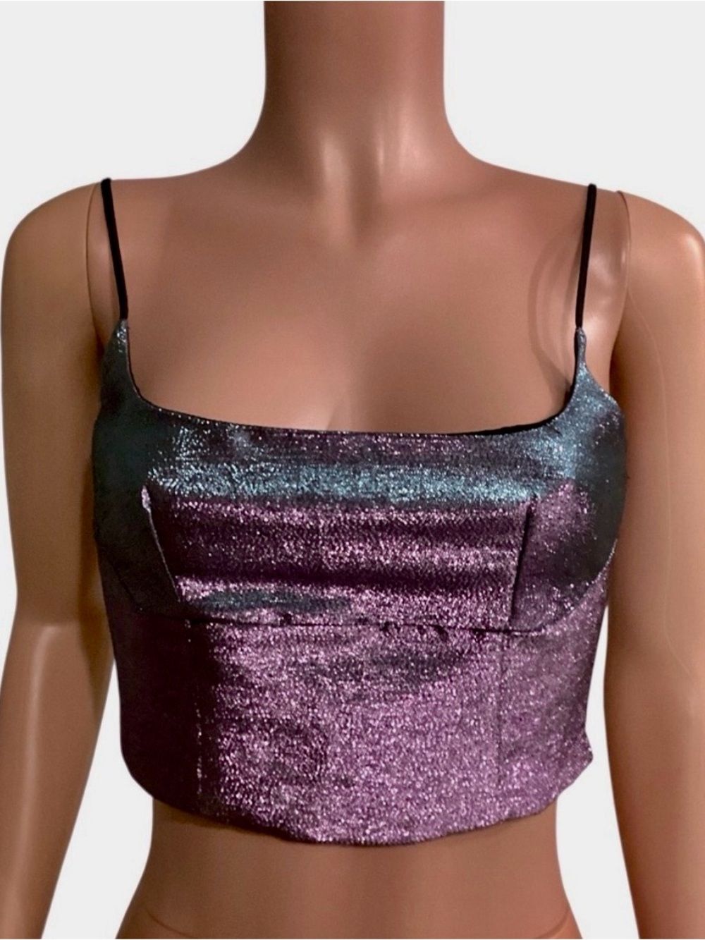 Revolve SuperDown NWOT Iridescent Metallic Jada Crop Top Size Small